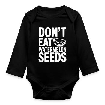 Ne mange pas de graines de pastèque - Body Bébé bio manches longues - noir - Devant