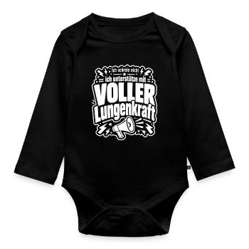 Ich unterstütze mit voller Lungenkraft - Baby Bio-Langarm-Body - Schwarz - Vorne