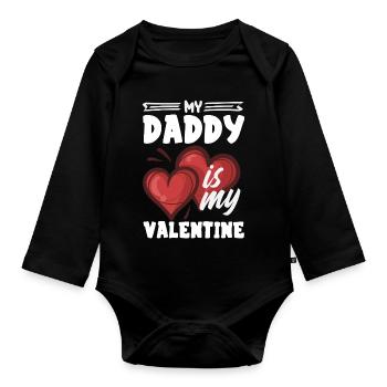 Retro Heart Valentine's Day Design Love - Organic Longsleeve Baby Bodysuit - black - Front