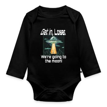 Bitcoin Get In Loser To The Moon UFO Alien Meme - Body Bébé bio manches longues - noir - Devant