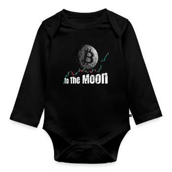 Bitcoin jusqu’à la Lune - Body Bébé bio manches longues - noir - Devant