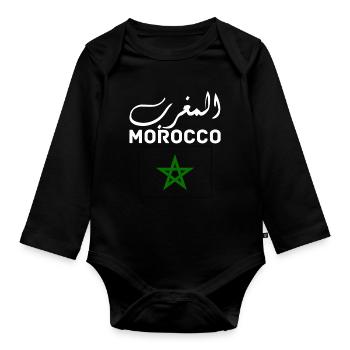 Morocco Graphic Funny Morocco Nation Flag Morocco - Body Bébé bio manches longues - noir - Devant