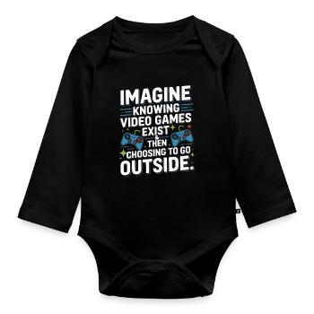 Imaginez que les jeux vidéo existent PC Gamer Gaming Zocker - Body Bébé bio manches longues - noir - Devant