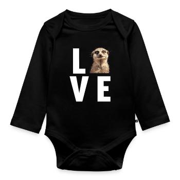 Meerkat Erdmännchen - Baby Bio-Langarm-Body - Schwarz - Vorne
