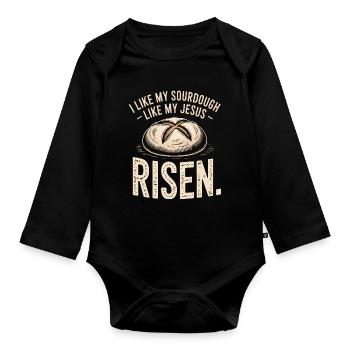 Sauerteig aufgegangener Jesus Tee - Baby Bio-Langarm-Body - Schwarz - Vorne