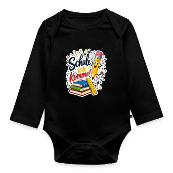Schulkind 2026 Einschulung 2026 Schulanfang - Baby Bio-Langarm-Body - Schwarz - Vorne