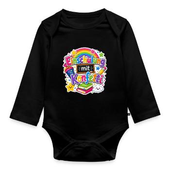Schulkind 2026 Einschulung 2026 Schulanfang - Baby Bio-Langarm-Body - Schwarz - Vorne