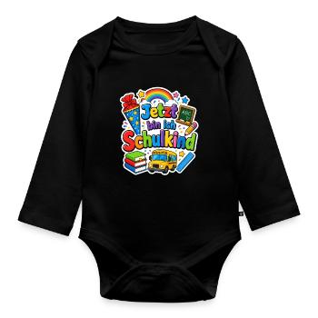 Schulkind 2026 Einschulung 2026 Schulanfang - Baby Bio-Langarm-Body - Schwarz - Vorne