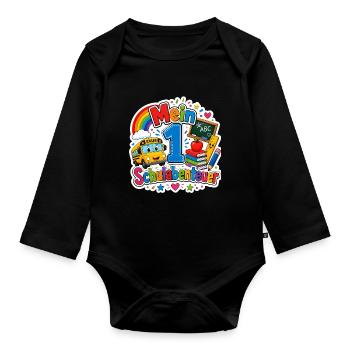 Schulkind 2026 Einschulung 2026 Schulanfang - Baby Bio-Langarm-Body - Schwarz - Vorne