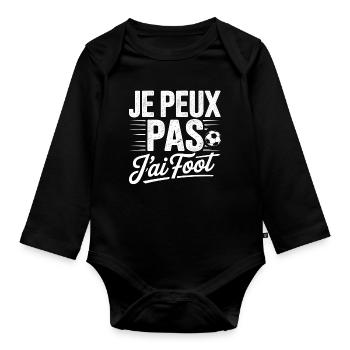 Je peux pas j'ai Foot - Body Bébé bio manches longues - noir - Devant
