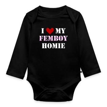 Inscription drôle mon pote Femboy - Body Bébé bio manches longues - noir - Devant