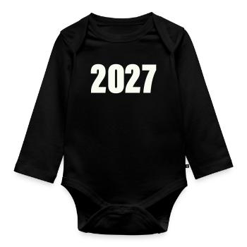 2027_zahl- - Body Bébé bio manches longues - noir - Devant