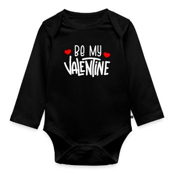 Sei mein Valentinstag - Baby Bio-Langarm-Body - Schwarz - Vorne