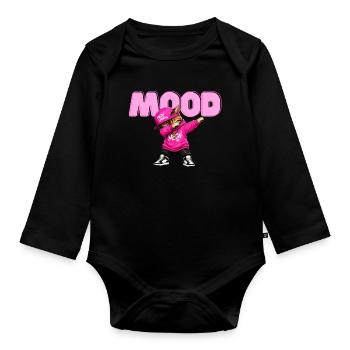 Mood Cat - Organic Longsleeve Baby Bodysuit - black - Front
