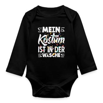 Mein Kostüm Ist In Der Wäsche Karneval Fasching - Baby Bio-Langarm-Body - Schwarz - Vorne