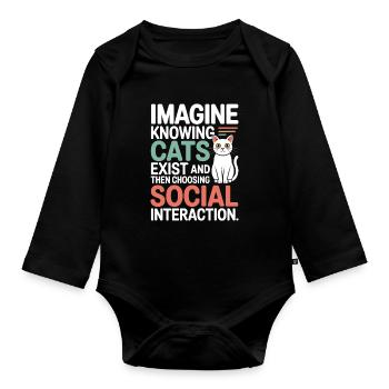 Chat : imaginez savoir que les chats existent Maman de chats - Body Bébé bio manches longues - noir - Devant
