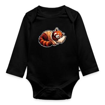 Sleeping Red Panda - Organic Longsleeve Baby Bodysuit - black - Front