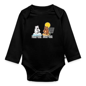 Polar Bär und Solar Bär - Bären Solar PV Anlage - Baby Bio-Langarm-Body - Schwarz - Vorne