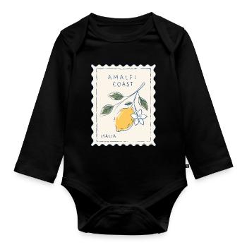 Amalfi Küstenzitronen Motiv - Baby Bio-Langarm-Body - Schwarz - Vorne