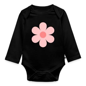 Pastel Flower Central Flower - Organic Longsleeve Baby Bodysuit - black - Front