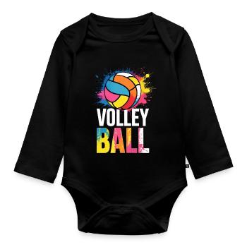 Volleyball Colorful Splashes Sports Team - Organic Longsleeve Baby Bodysuit - black - Front