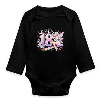 18th Birthday Elf – Retro Pastel Gift - Organic Longsleeve Baby Bodysuit - black - Front