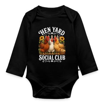 HEN YARD SOCIAL CLUB - Baby Bio-Langarm-Body - Schwarz - Vorne