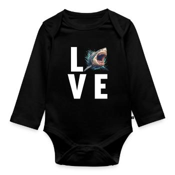 Megalodons Megalodon - Organic Longsleeve Baby Bodysuit - black - Front