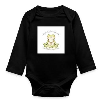 Frosch im Lotustempel der Ruhe - Baby Bio-Langarm-Body - Schwarz - Vorne