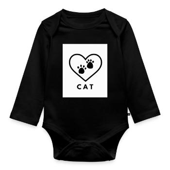Katzenliebe - Baby Bio-Langarm-Body - Schwarz - Vorne
