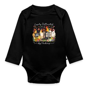 Humor Hens Passion Farm Breeding Gift - Organic Longsleeve Baby Bodysuit - black - Front