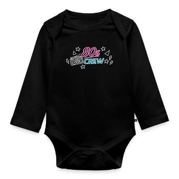 Crew Néon Rétro des années 80 - Body Bébé bio manches longues - noir - Devant