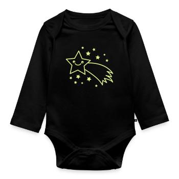 Sternschnuppe Sternenflug - Baby Bio-Langarm-Body - Schwarz - Vorne