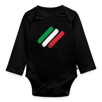 Drapeau italien - Bandes - Body Bébé bio manches longues - noir - Devant