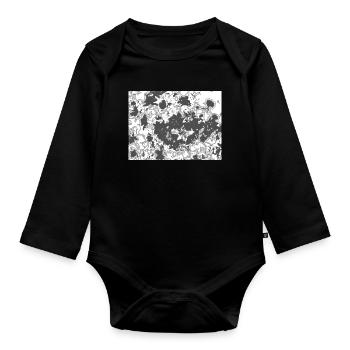 Black Blatten Silhouette Pattern - Organic Longsleeve Baby Bodysuit - black - Front
