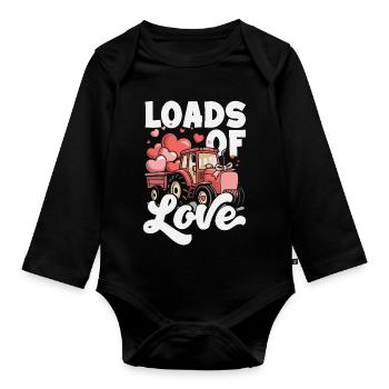 Retro Heart Valentine's Day Design Love - Organic Longsleeve Baby Bodysuit - black - Front