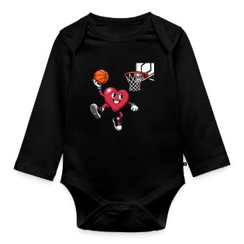 Retro Heart Valentine's Day Design Love - Organic Longsleeve Baby Bodysuit - black - Front