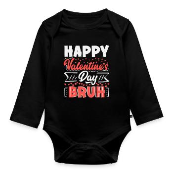 Retro Heart Valentine's Day Design Love - Organic Longsleeve Baby Bodysuit - black - Front