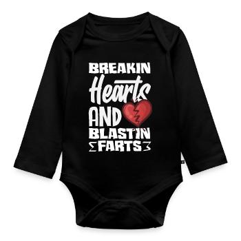Retro Heart Valentine's Day Design Love - Organic Longsleeve Baby Bodysuit - black - Front