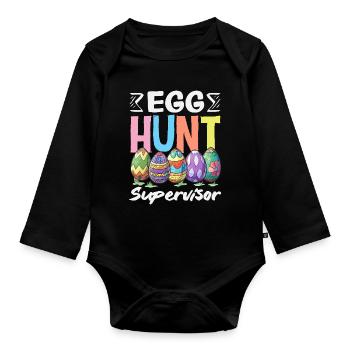 Happy Easter Sweet Easter Bunny Egg Hunt Easter Eggs - Organic Longsleeve Baby Bodysuit - black - Front