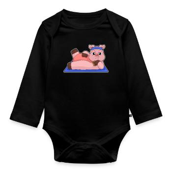 Gymnastique de fitness Yoga des cochons - Body Bébé bio manches longues - noir - Devant
