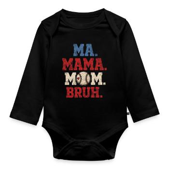 Mom Baseball Bruh Humor Gift Boy - Organic Longsleeve Baby Bodysuit - black - Front