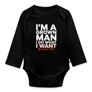 Dad Daughter Wish Humor Shirt - Organic Longsleeve Baby Bodysuit - black - Front