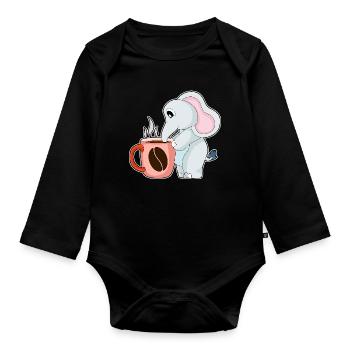 Elephant Coffee Mug - Organic Longsleeve Baby Bodysuit - black - Front
