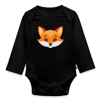 Fox Face - Organic Longsleeve Baby Bodysuit - black - Front