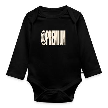 Premium-Typografie @PREMIUM - Baby Bio-Langarm-Body - Schwarz - Vorne