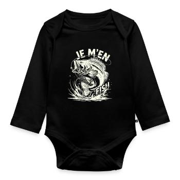 I Fish Fisherman Humor Retro Fish - Organic Longsleeve Baby Bodysuit - black - Front