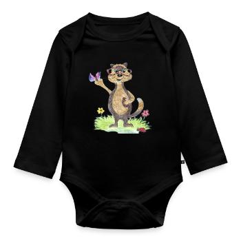 Otter Max  - Baby Bio-Langarm-Body - Schwarz - Vorne
