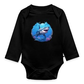 Great White Shark Great White Shark - Organic Longsleeve Baby Bodysuit - black - Front