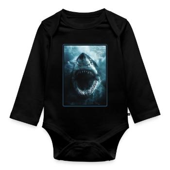 Great White Shark Great White Shark - Organic Longsleeve Baby Bodysuit - black - Front